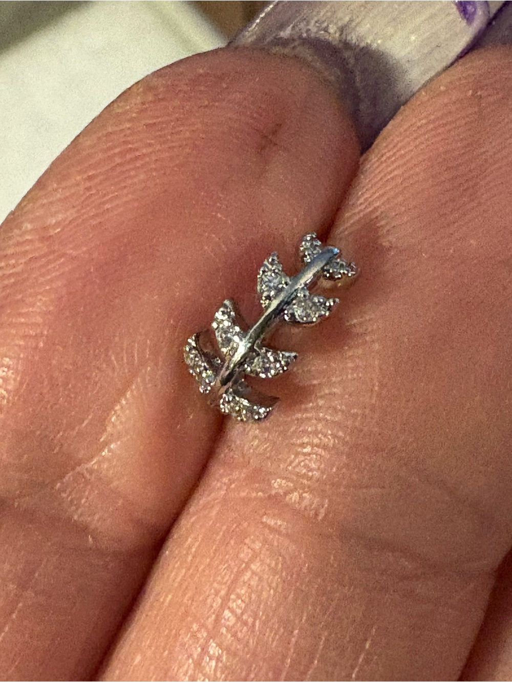 Nose Ring- 20 G Cubic Zirconia Nose Cuff/Clip Ring. Silver Tone Stainless Steel